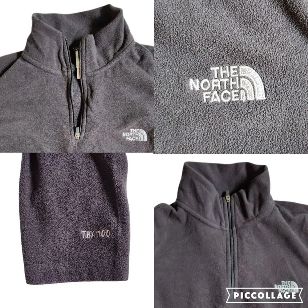 The North Face TKA 100 Glacier Fleece black 1/4 zip pullover long sleeve sz S
